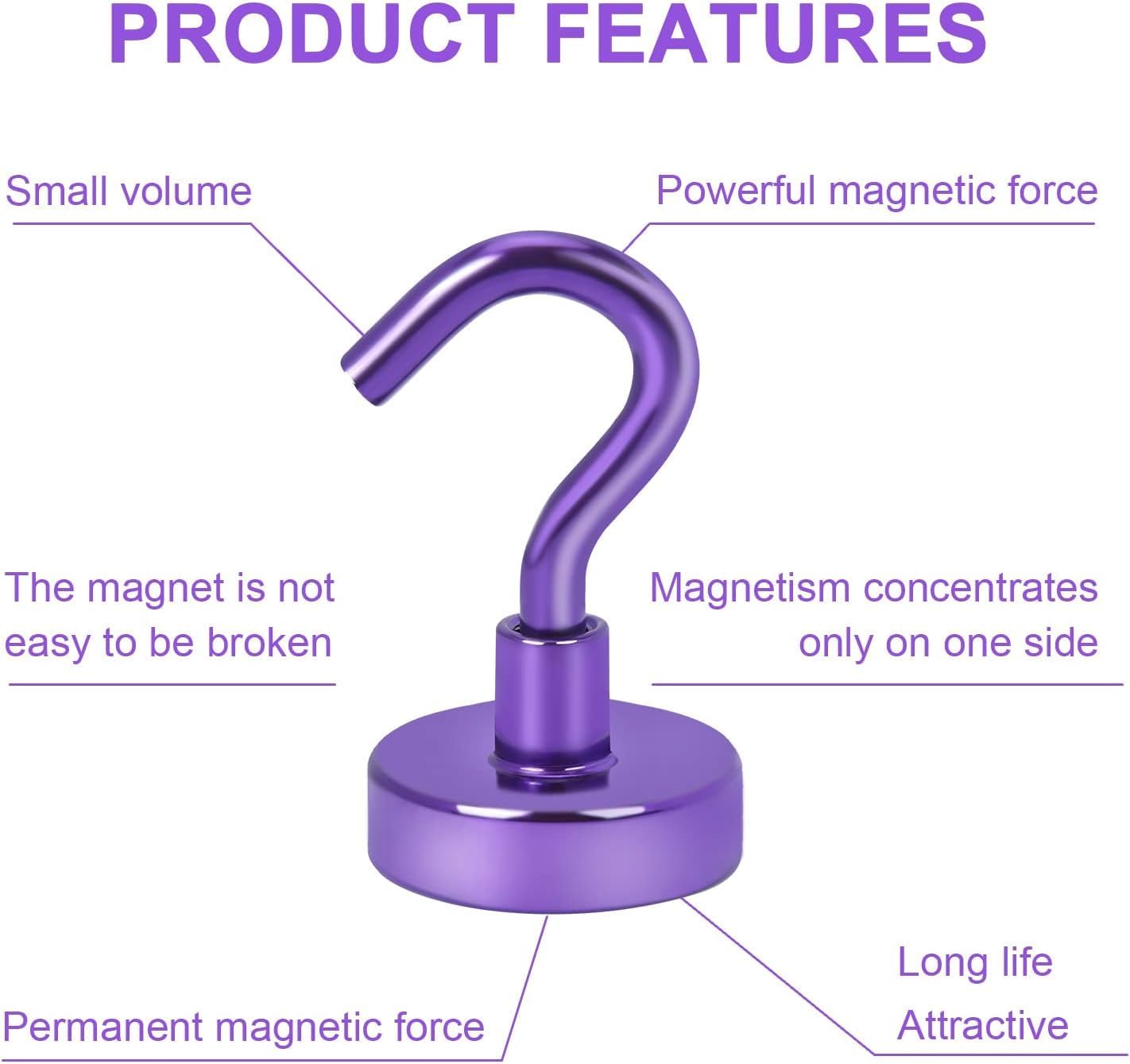 AllWays Plaza Magnetic Hooks, 30Lbs Strong Heavy Duty Cruise Magnet S-Hook for Classroom, Fridge, Hanging, Cabins, Grill, Kitchen, Garage, Workplace and Office Etc, (20 Pack-Purple)