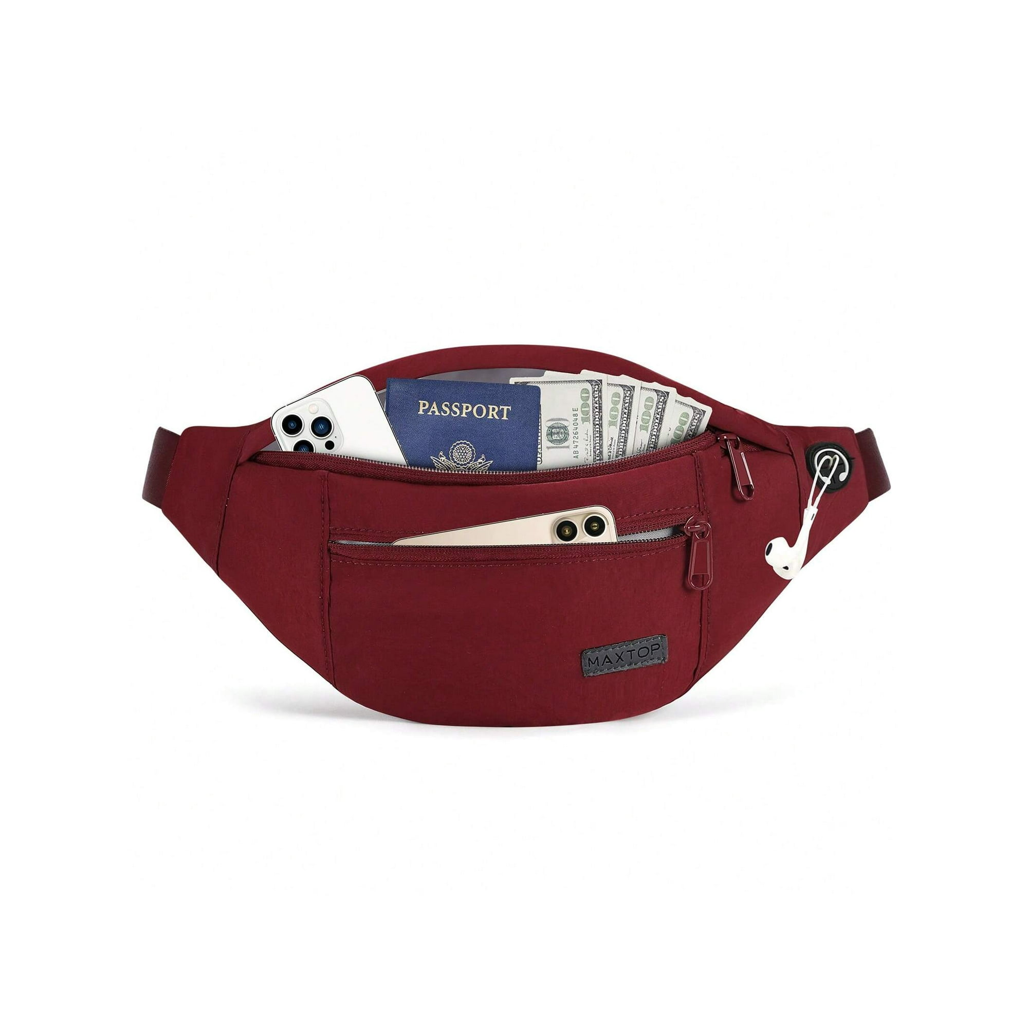MAXTOP Large Crossbody Fanny Pack with 4 Zipper Pockets Gifts for Enjoy Sports Festival Workout Traveling Running Casual Hands Free Wallets Waist Pack