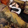 thumbnail image 3 of Castle Fairy Jungle Wildlife Bear King Bedding 7pcs for Teens,Aztec Boho Checkered King Bed in a Bag,Maroon Gold Cream,Black Reversible, 3 of 7