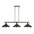thumbnail image 1 of Tacoma 3 Light Bar In Matte Black & Painted Distressed Wood-look Metal Finish With 14" Graphite Metal Shades, 1 of 1
