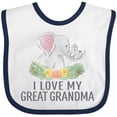 thumbnail image 3 of Inktastic I Love My Great Grandma Cute Elephants and Spring Flowers Boys or Girls Baby Bib, 3 of 4