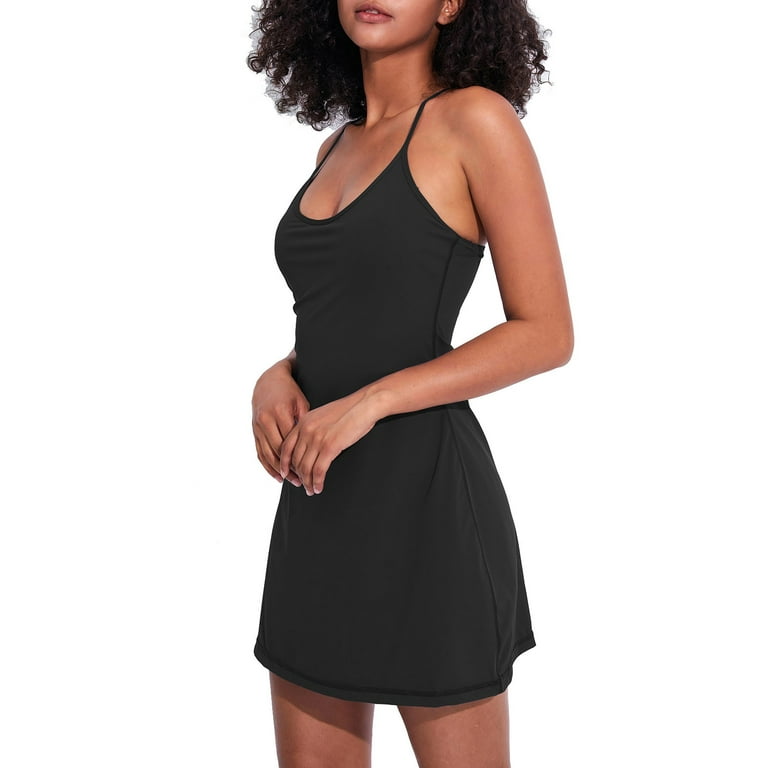 Miayilima Casual Dress for Women Workout Tennis Dress With Built In Bra  Shorts Shoulder Straps And Pockets Size XL 