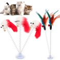 thumbnail image 2 of IKemiter Cat Interactive Toy With Sucker Spring Feather Plush Mouse Funny Pet Toys, 2 of 5