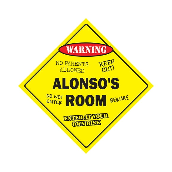 Alonso's Room Sign Crossing Zone Xing | Indoor/Outdoor | 12" Tall kids bedroom decor door children's name boy girl