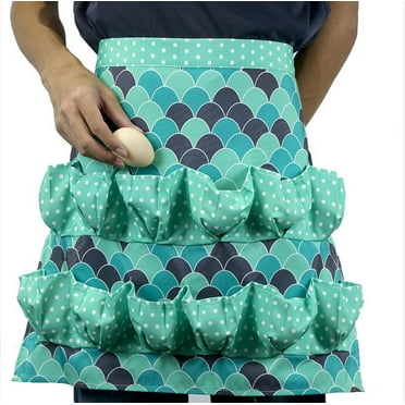 ERDOUY Egg Apron, Egg Collecting Apron with 12 Deep Pockets, Gathering Holding Apron for Chicken Hen Duck Goose Eggs(G)