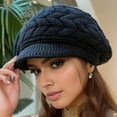 thumbnail image 4 of Retro women's winter warm knitted cap, cold weather running, camping, walking fashionable skiing cap with sun hat, 4 of 9
