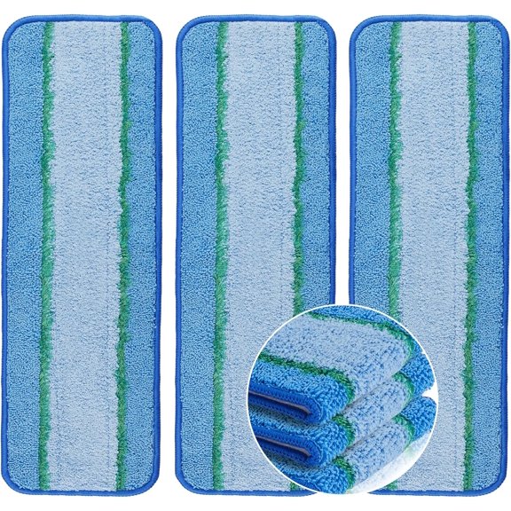 3 Pack Deep Clean Pads Replacement for Bona Family of Mops,18 Inch Replacement Mop Pads Refills,Washable & Reusable Microfiber Cleaning Pad for Hardwood and Multi-Surface Floors Cleaning Head