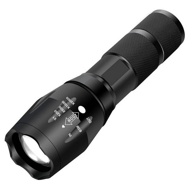 Lampe Torche LED Ultra puissante XML-T6 Lampe Torche Militaire utilisable  pour vélo ou randonnées et 5 Modes Dont Flash Anti-agression,Conception  Antichoc 