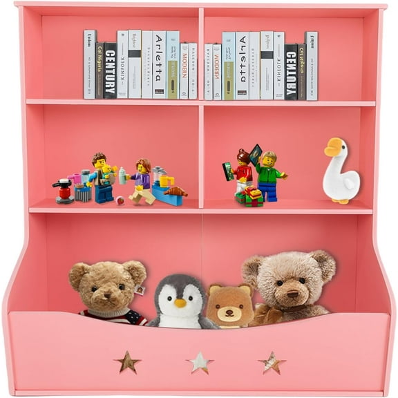 Light Pink Kids Toy Storage Organizer with Kids Bookshelf 3 Tier Nursery Book Shelves Toddler Bookshelf Toy Shelf for Children's Room Playroom Bedroom Kindergarten School (3-Tier Light Pink)
