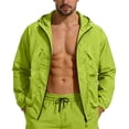thumbnail image 2 of Summer Sunscreen Hoodies for Men Full-Zip Waterproof Long Sleeve Plain Fishing Hiking Sun Protection Light Jackets Green S, 2 of 9