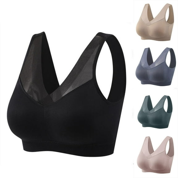 Xunlbb Comfortable Bras for Women, Wireless Bras, Women Lady Lace Gathered Bra Plus Size Sports Bra Underwear Yoga Hollow Out Bra Cup on Clearance