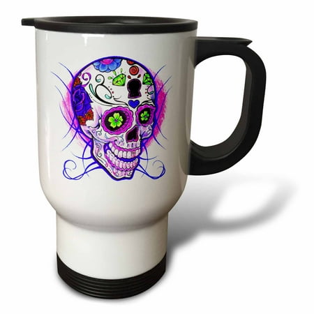 

3dRose Diamond sugar skull. Purple. - Travel Mug 14-ounce Stainless Steel