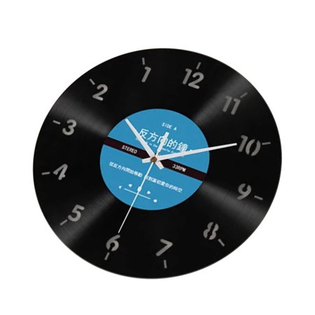 AOOOWER Retro Styles Reverse Running Time Wall Clock 12Inch Quiet Movement Vinyls Record Wall Clock for Living Room Decoration