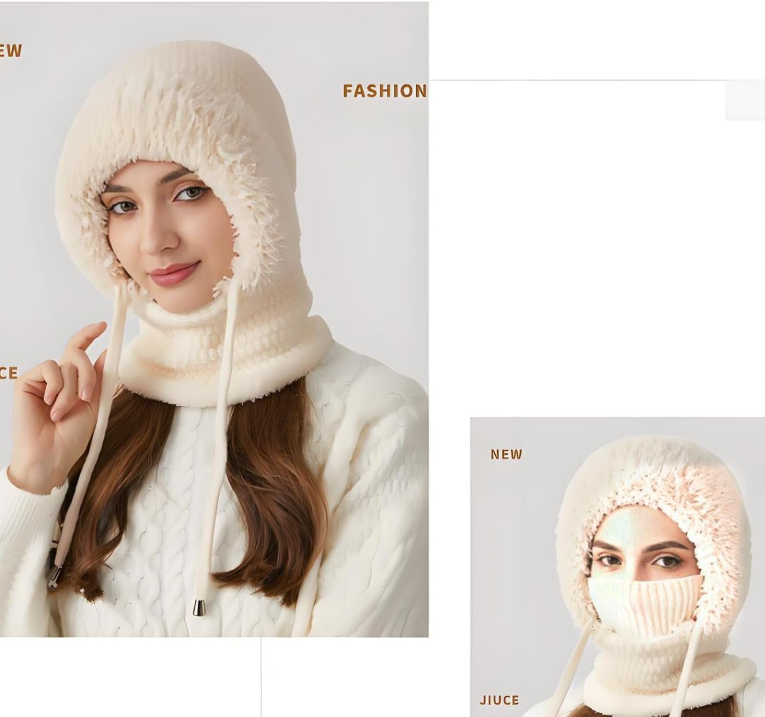 3 in 1 Beanie Hat with Scarf and Mask for Women, Winter Balaclava Ski Mask with Plush Lining, All-Weather Windproof Protection for Skiing, Hiking, and Outdoor Activities