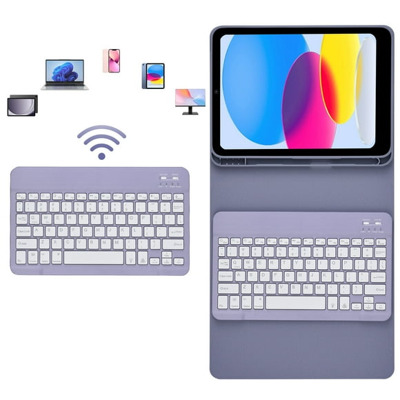 Tablet Wireless Keyboard, Rechargeable 7 Color Backlit Tablet Keyboard Case for Work Study Blue