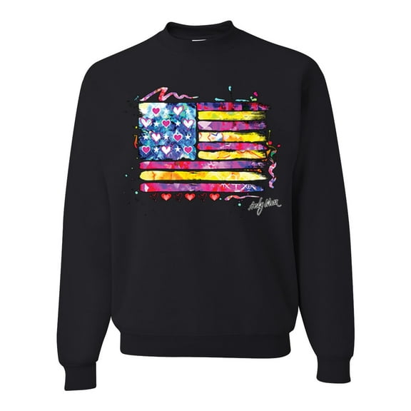 Wild Bobby, Colorful Neon Flag, Streetwear, Unisex Crewneck Graphic Sweatshirt, Black, X-Large