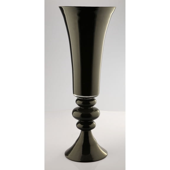 CC Home Furnishings Glossy Grooved Accent Trumpet Vase  - 30" - Black