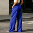 thumbnail image 6 of Rhuody Summer Pants For Women Elastic Waist Solid Color Wide Leg Relax Fit Loose Fit Trousers Charm Bottoms L Blue, 6 of 6