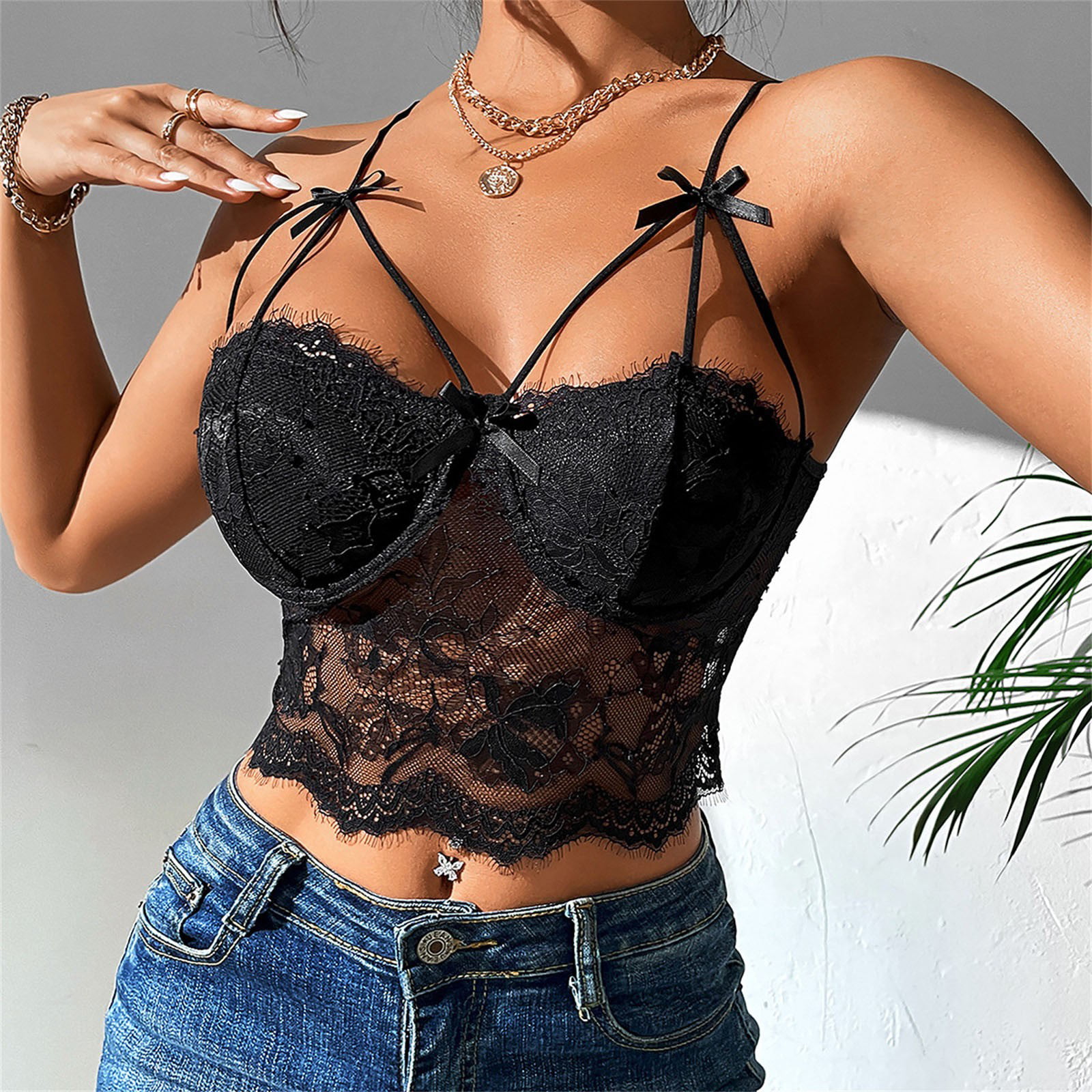  Drrita Womens Lace Mesh Sexy Corset Top Going Out Spaghetti Strap  Bustier Fashion Vintage Night Out Cami Crop Tops : Clothing, Shoes & Jewelry