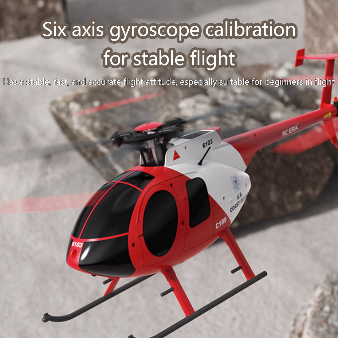 RC-ERA C189 MD500 Little Bird RC Helicopter 4CH 2.4G Brushless Aircraft with Altitude Hold, Optical Flow Option, 6 Axis Gyro, One Key Takeoff Landing, RTF for Adult Beginners - 1 Battery