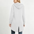 thumbnail image 5 of Zylanna Women's Long Full Zip Hoodie Sweatshirts, Adjustable Drawstring with Pockets Oversized Soft & Stretchy Casual Winter Coat Jacket Cardigan for Outerwear White, 5 of 9