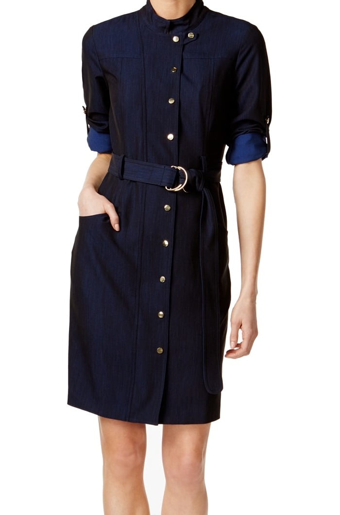 Calvin Klein Calvin Klein NEW Navy Blue Womens Size 2 Belted Button