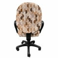 thumbnail image 3 of Abstract Office Chair Slipcover, Semicircles or Half Round in Brown Tones, Protective Stretch Decorative Fabric Cover, Standard Size, Taupe Caramel, by Ambesonne, 3 of 5