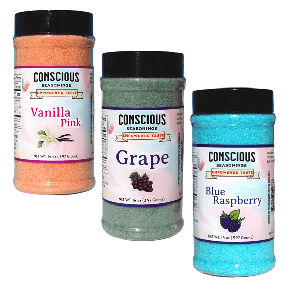 Cotton Candy Floss Sugar - Vanilla, Raspberry & Grape | 3 Pack (14 oz Each) - Ready-to-Use Sugar for Fluffy, Sweet Treats & Perfect for Home & Events
