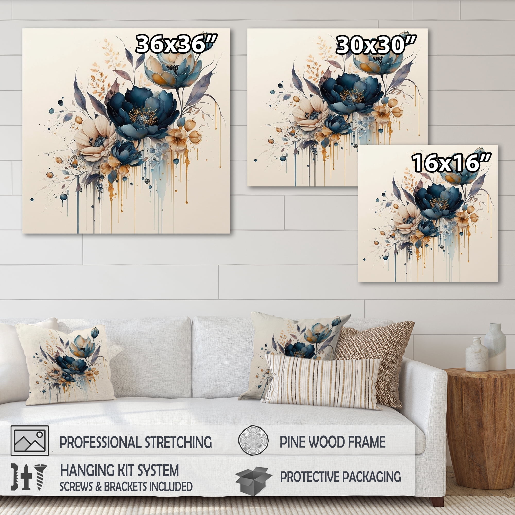 Designart Realistic Blooming Flowers IV Canvas Wall Art
