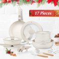thumbnail image 1 of Koch Systeme CS Batterie de Cuisine Antiadhésive de 17 Pcs avec Poignée Amovible, Ensemble de Casseroles et Poêles pour Induction, Convient à Toutes les Cuisinières, Blanc Crème, 1 of 12