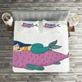 thumbnail image 2 of Ambesonne Mermaid Quilted Coverlet 3 Pcs, Fish, Queen Size, Purple Teal, 2 of 2
