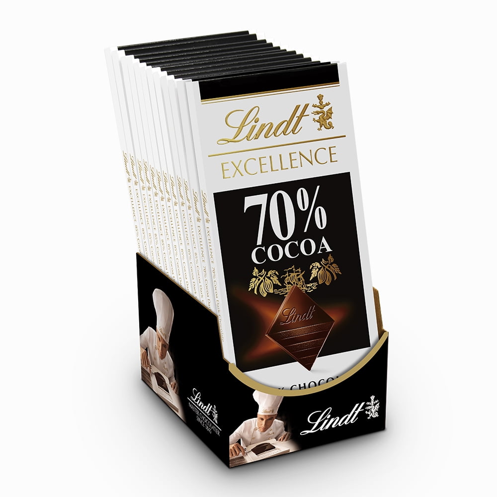 Lindt Excellence 70 Dark Chocolate Bar, 3.5 oz, 12 Pack