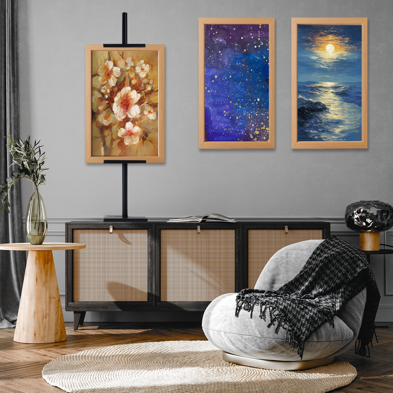 Goobetter Adjustable Tabletop Easel Stand for Picture Frames up to 28" - Picture Stands for Display- Picture Frame Stand for Art, Signs, or Photos - Black