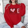 thumbnail image 6 of Women's Valentine's Sweatshirt Heart Letter Print Long Sleeve Crewneck Pullover Top Red-1 L, 6 of 7