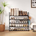thumbnail image 3 of 5-Tier Shoe Rack with Hooks, ONE PIX Metal Shoe Organizer Holds 20-25 Pairs, Stackable Storage Shelf for Entryway, Closet, Bathroom, Black, 3 of 10