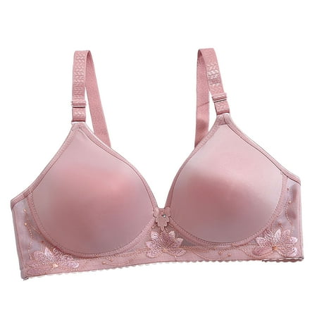 Bcresic Saving Bras for Women Floral Embroidery Bralette Wireless Seamless Lingerie Adjustable Strap Bralettes Hide Back Fat Underwear Deals Watermelon Red Medium