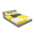 thumbnail image 2 of Ambesonne Abstract Fitted Sheet & Pillow Sham Set, Grunge Brushstrokes, Full, Grey Yellow, 2 of 2