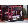 thumbnail image 5 of Newest Triple Sleeper for Large Families & Vacation Homes Space Maximizing Solid Wood Queen over Queen Bunk Bed with Trundle and Storage,Black & Red, 5 of 11