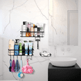 thumbnail image 5 of 9Pcs Black Stainless Steel Bathroom Shelf Set, Rustproof Waterproof Adhesive Shelves Rack with Soap Holder, Included Razor Hooks Small Hooks, 5 of 7