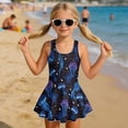 thumbnail image 3 of COEQINE Girls One Piece Swimsuit with Skirt Sleeveless Cute Skirted Bathing Suit Hawaiian Swimwear for Kids 3-4 Years, Summer Swim Dress for Water Play, Jellyfish Galaxy Star, 3 of 8