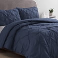 thumbnail image 2 of Swift Home Bedding Comforter Sets, Ultra Soft Cozy 3-Piece Pinch Pleat Decorative Pintuck Comforter Sets - Indigo, Full/Queen, 2 of 10