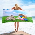thumbnail image 2 of Zatoumnr Super Lightweight Easter Bunny Egg Microfiber Towel, 30x60 Inch, with Snap Closure, Colorful Bath Towel, Sandproof Blanket, Ideal for Beach and Pool, 2 of 7