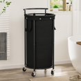 thumbnail image 3 of 110L Laundry Hamper with Wheels,Rolling Laundry Basket with Removable Bag,Round Iron Laundry Cart with Steel Frame and Handle,Dirty Clothes Hamper Organizer for Dorm,Laundry Room(Black), 3 of 14