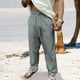 thumbnail image 1 of Pantalones largos para hombre, moda casual, con bolsillos, cintura elástica, cordón ajustable, pantalones largos rectos de poliéster para hombre., 1 of 9