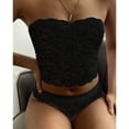 thumbnail image 2 of Conjunto de lencería sexy sin tirantes con encaje cruzado en el pecho para mujer - Ropa interior push up, poliéster, color liso, tallas S-XXL, ropa informal para todas las estaciones, 2 of 7
