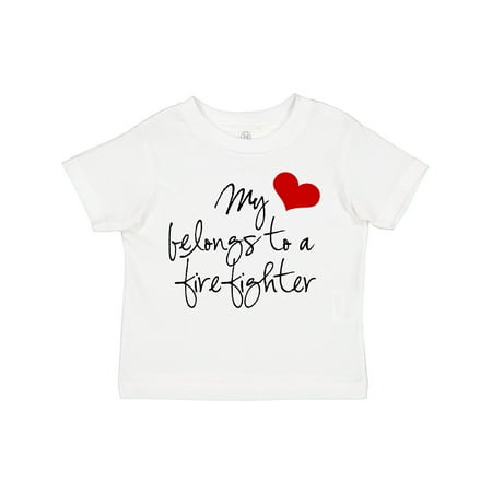 

Inktastic My Heart belongs firefighter Girls Toddler T-Shirt