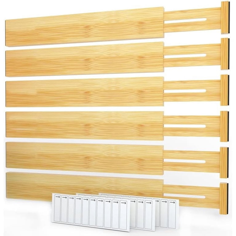 SpaceAid Bamboo Drawer Dividers with Labels, 6-Pack photo 1