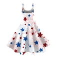 thumbnail image 4 of HAJWOH Women Independence Day Dresses 50s 60s Vintage Sleeveless Star and Stripe Print Cocktail Swing Dress Retro Patchwork Midi Evening Dress White XL, 4 of 4