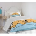 thumbnail image 4 of Ambesonne Golden Retriever Quilted Bedspread Set 2 Pcs, Sleeping Puppy, Twin Size, Pale Orange Pale Blue, 4 of 6