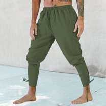 Baggy Sweatpants for Men Solid Color Mid Waisted Fashion Loose Long Pant Retro Ankle Strap Lace Up Leggings Pants Outdoor Running Athleisure Pants